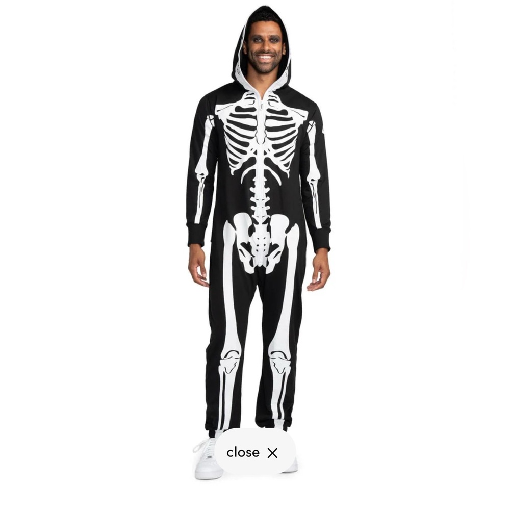 Tipsy Elves Skeleton Men Costume - Black and White Onesie Size medium